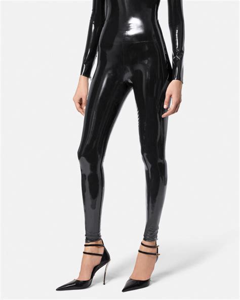 versace latex tights|Versace pantsuit.